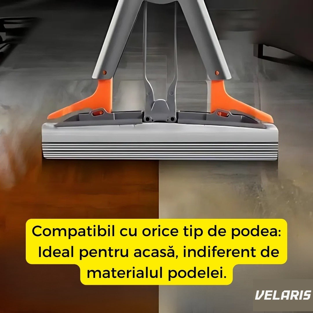 Mop telescopic absorbant, sistem simplu de stoarcere, burete ușor de înlocuit, alb