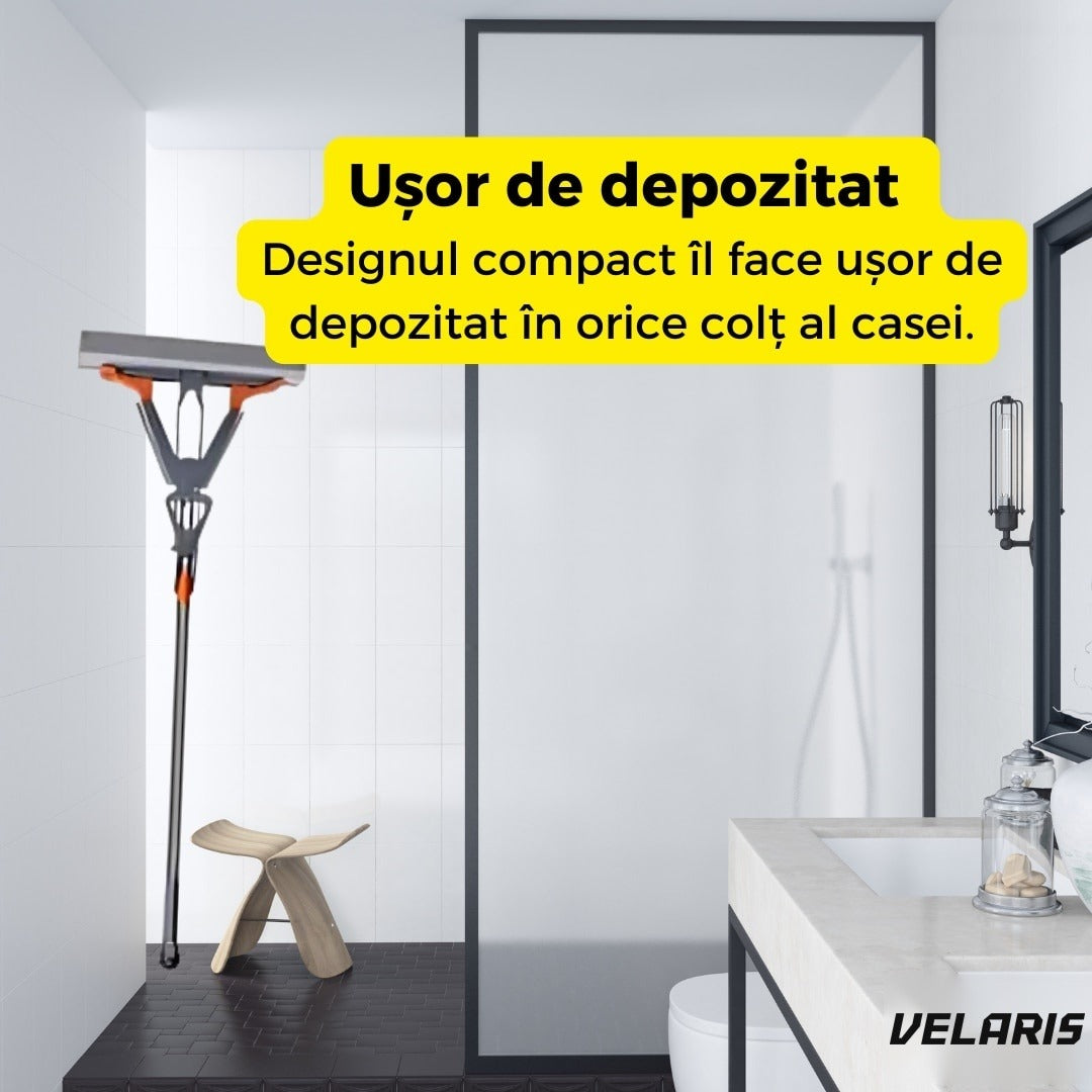 Mop telescopic absorbant, sistem simplu de stoarcere, burete ușor de înlocuit, alb