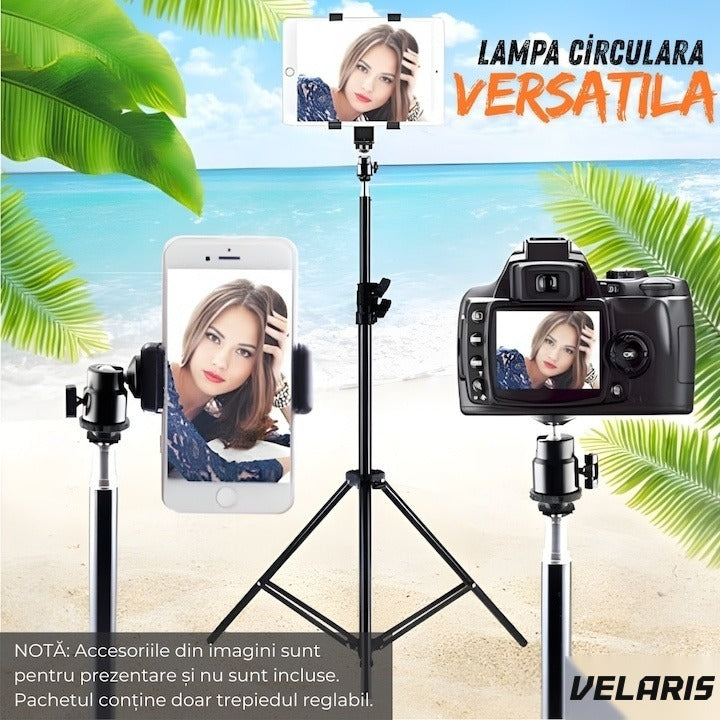 Trepied profesional reglabil 72-200 cm din aluminiu, filet 1/4", pentru cameră, telefon și ring light