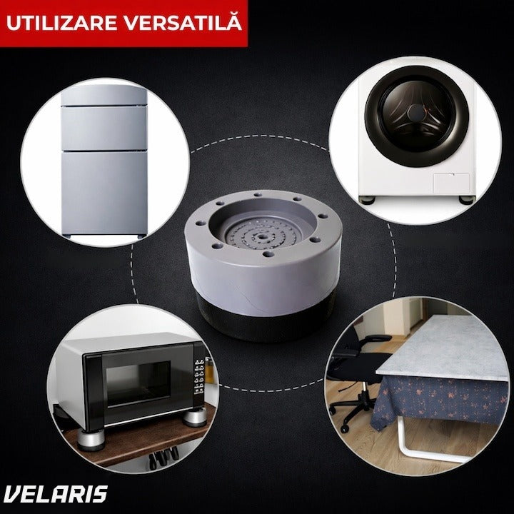 Picioare antivibratii reglabile pentru mașini de spălat și vase, set 4 bucăți, 6,5×3,2 cm, gri