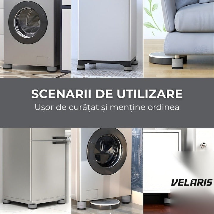 Picioare antivibratii reglabile pentru mașini de spălat și vase, set 4 bucăți, 6,5×3,2 cm, gri