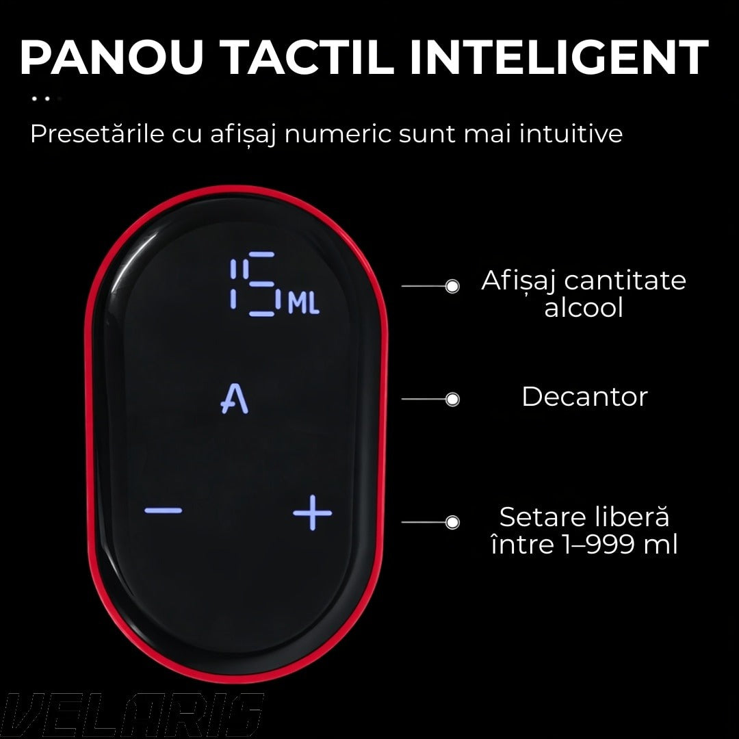 Aerator electric pentru vin si alte lichide cu dozare automata ecran tactil si incarcare USB Type-C, Rosu