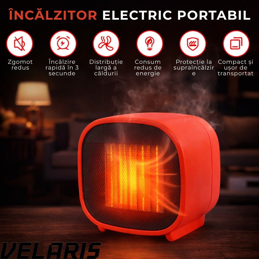 Aeroterma electrica 3kW cu termostat, incalzitor ceramic PTC cu ventilator, aer cald rapid, pentru casa, garaj, atelier, sera