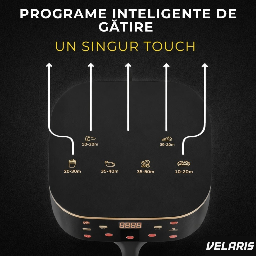 Friteuza cu aer cald 12L 2400W, geam transparent, panou touch, 8 programe presetate, 80-200°C, fără ulei