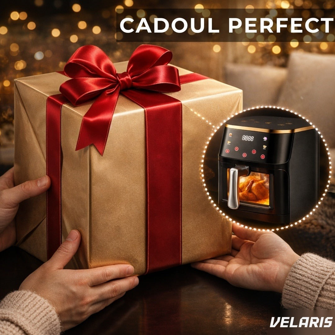 Friteuza cu aer cald 12L 2400W, geam transparent, panou touch, 8 programe presetate, 80-200°C, fără ulei