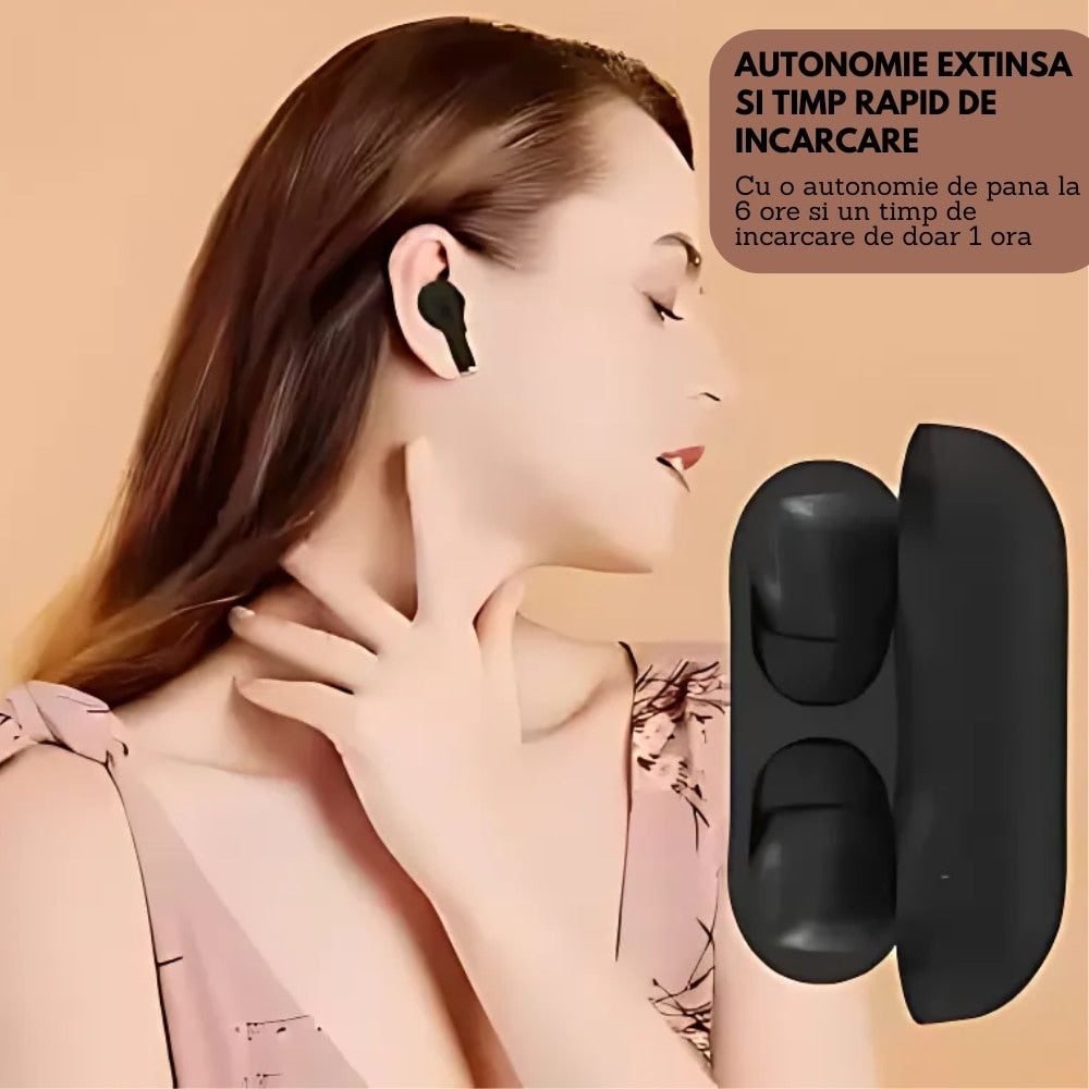 Casti wireless Air Pro 3, Android/iPhone, audio HD, touch control, caz incarcare, 24 ore, negru