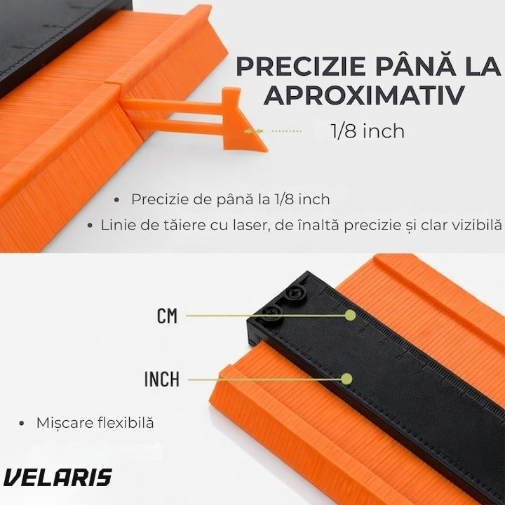 Instrument de măsurat unghiuri, 12 cm, plastic ABS, negru/portocaliu, pentru renovări și DIY