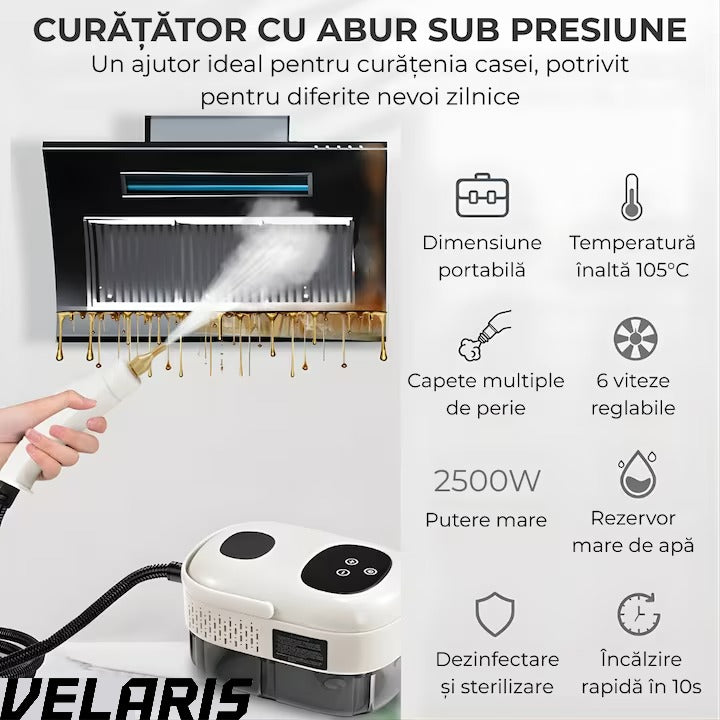 Aparat aburi curatenie profesionala cu rezervor mare duze multiple si jet puternic pentru baie bucatarie tapiterii, Alb