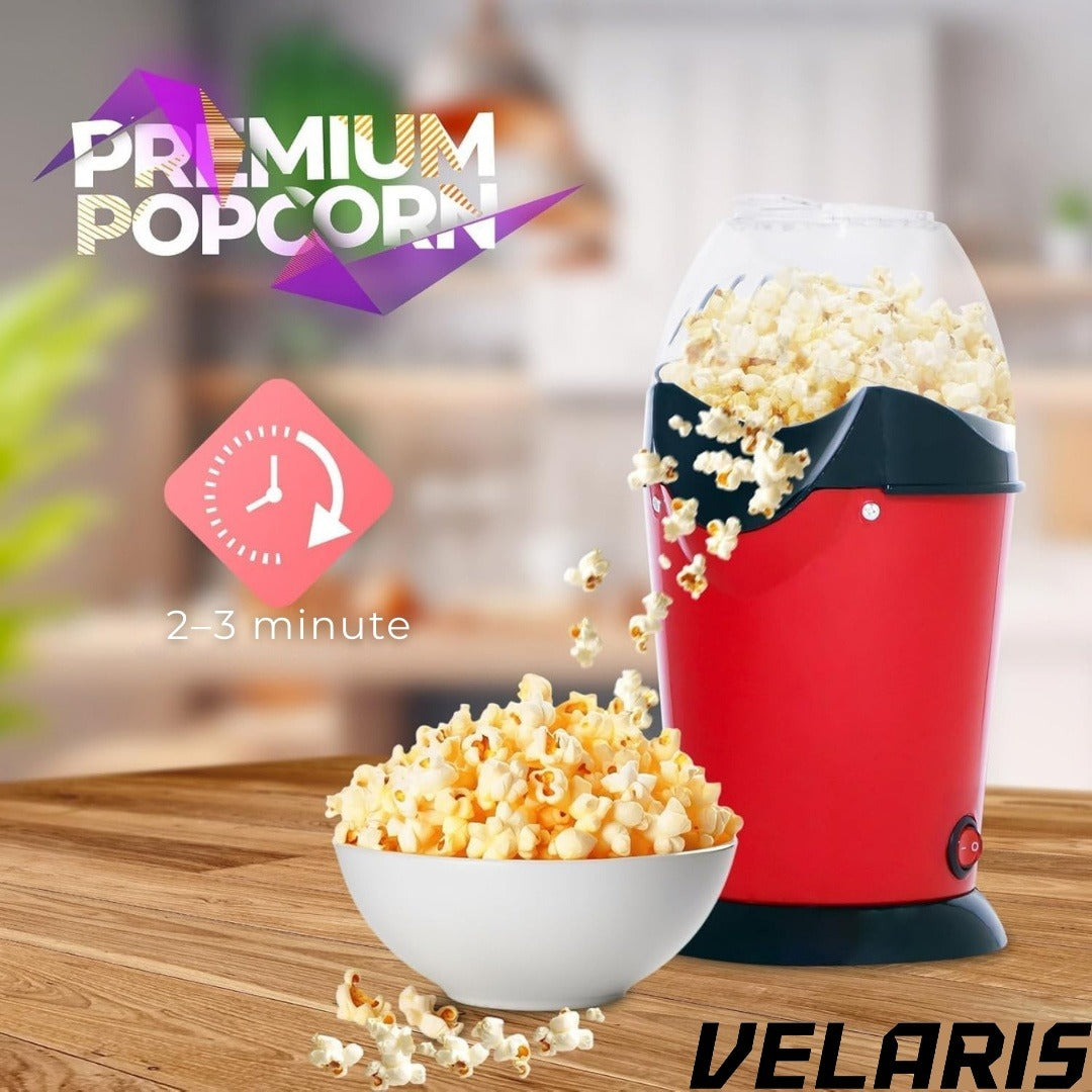 Aparat de facut popcorn, 1200W, capacitate 2.5L, fara ulei, rosu