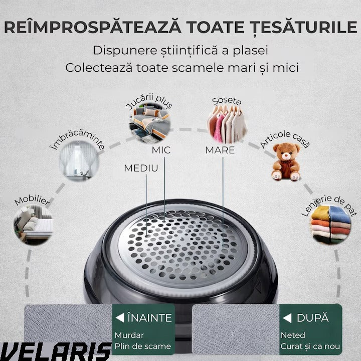Aparat de indepartat scame, incarcare USB, utilizare 4 ore, curatare uscata, verde