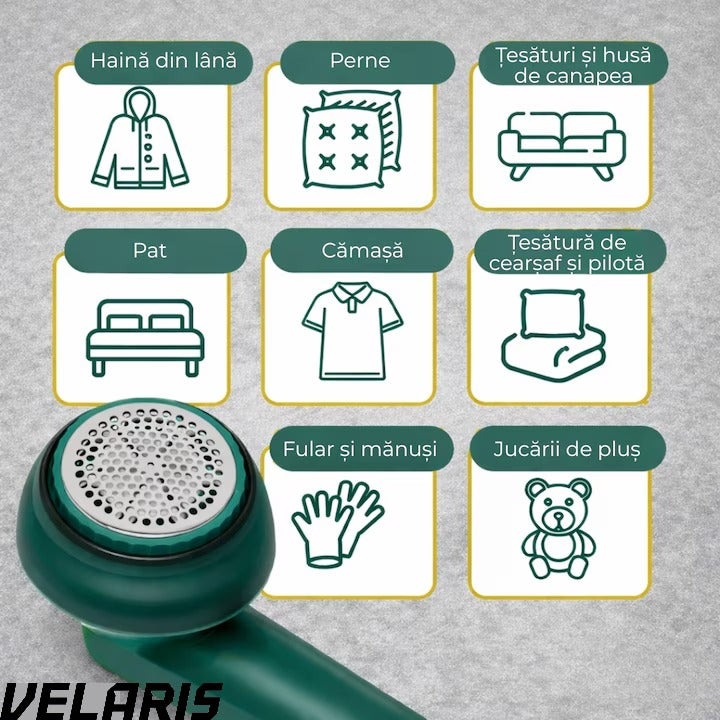 Aparat de indepartat scame, incarcare USB, utilizare 4 ore, curatare uscata, verde