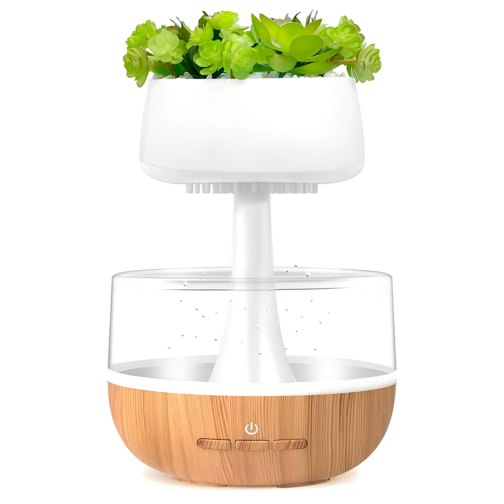 Difuzor aromaterapie tip planta, efect picurare, silentios, timer, 130 ml, maro