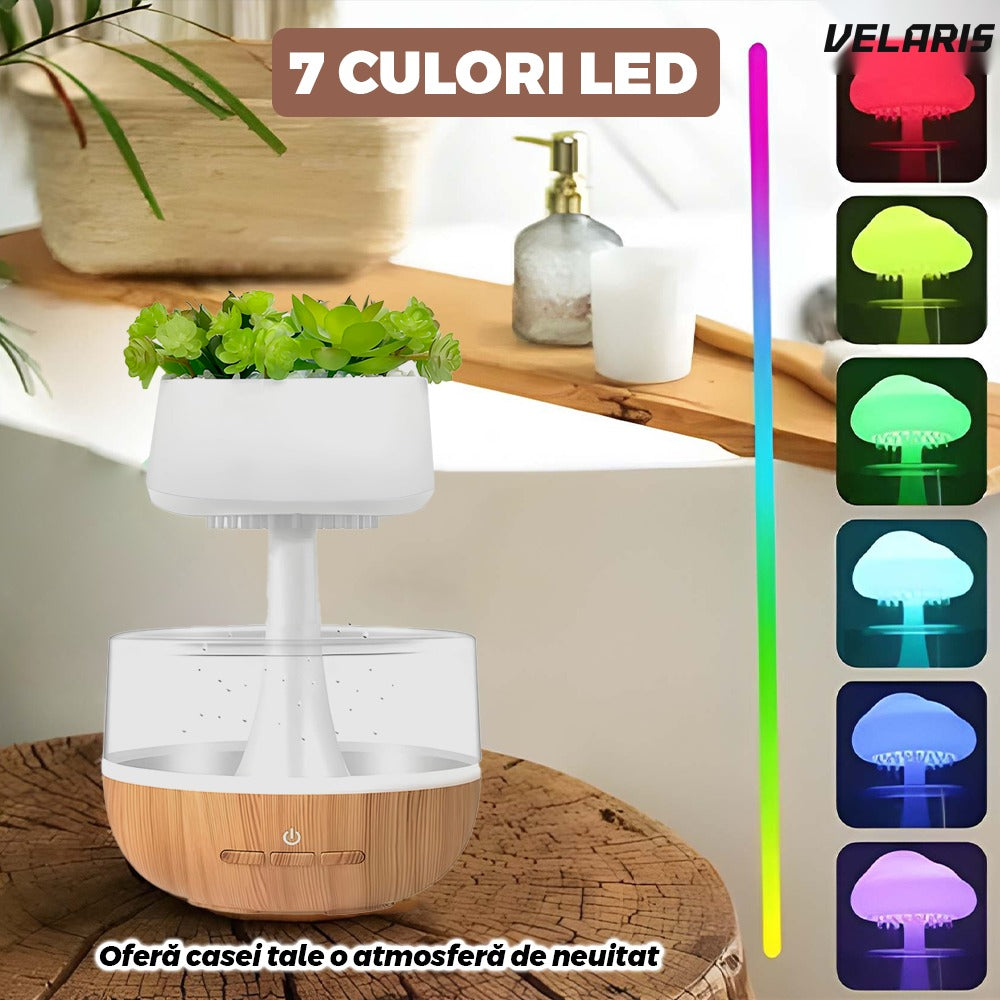 Difuzor aromaterapie tip planta, efect picurare, silentios, timer, 130 ml, maro