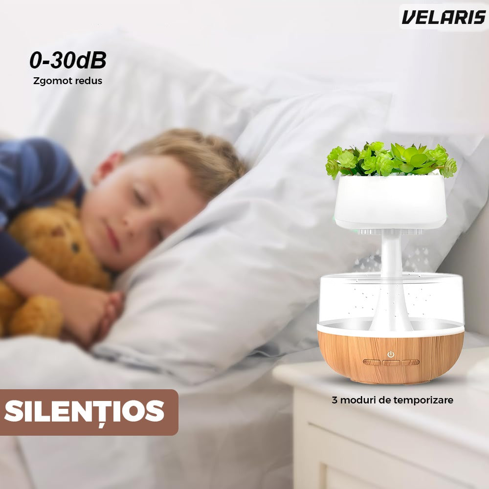 Difuzor aromaterapie tip planta, efect picurare, silentios, timer, 130 ml, maro