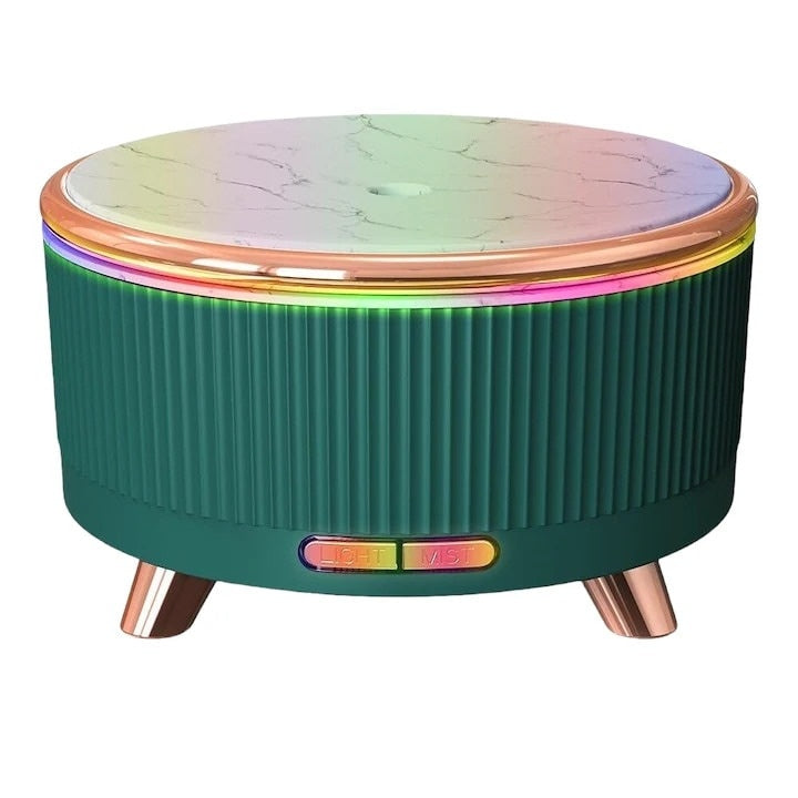 Difuzor aromaterapie ultrasonic 500 ml, umidificator aer, LED 7 culori, timer 1-3-6h, marmura verde