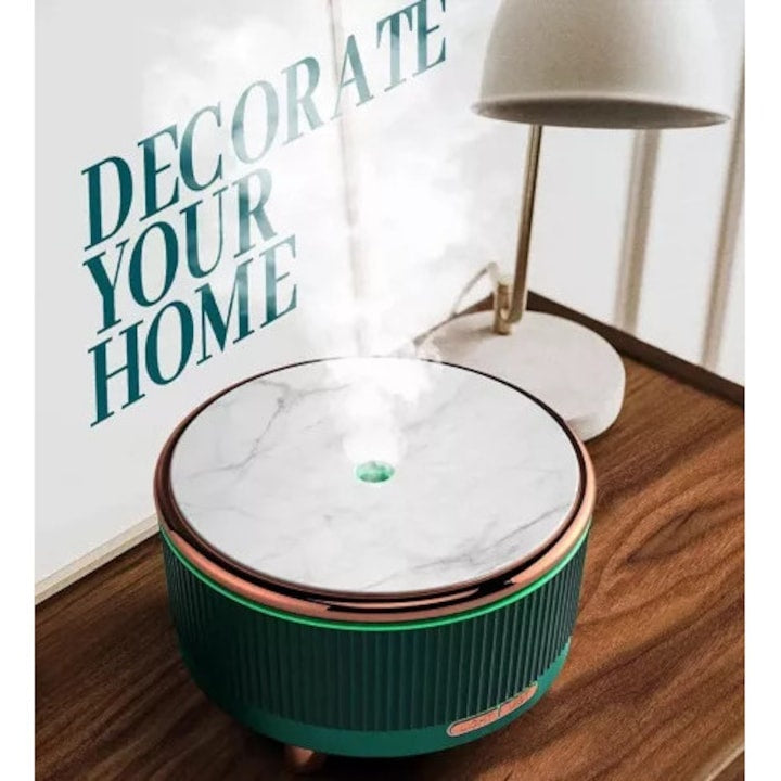Difuzor aromaterapie ultrasonic 500 ml, umidificator aer, LED 7 culori, timer 1-3-6h, marmura verde