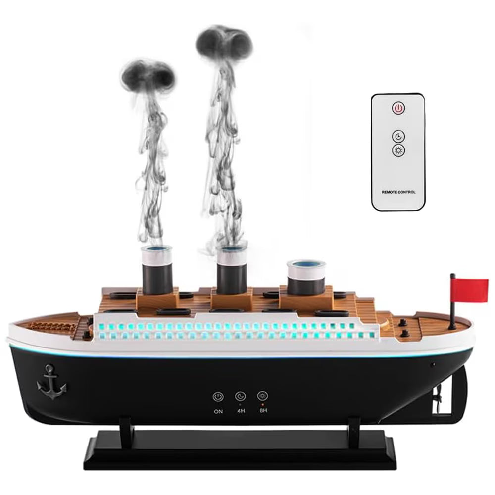 Difuzor aromaterapie design vapor, 7 culori LED dinamice, 250 ml, control tactil, negru/alb