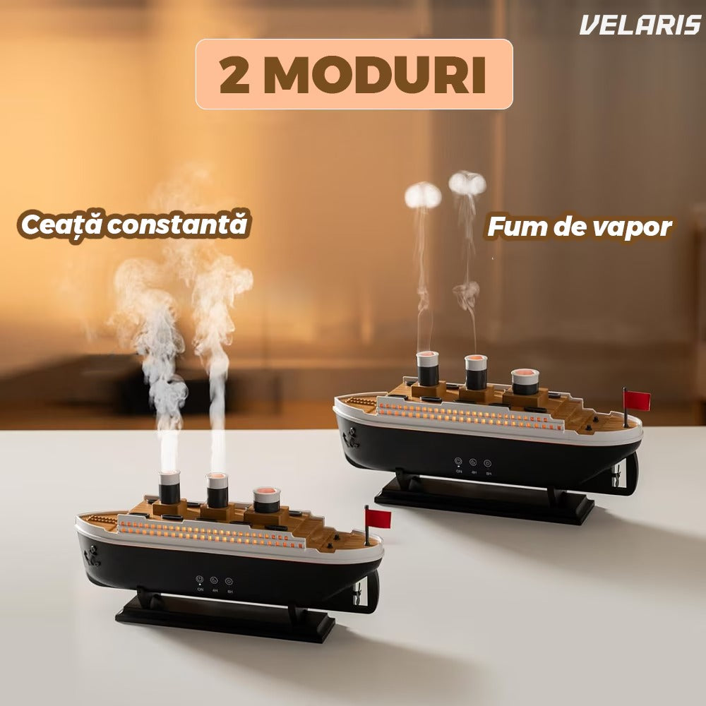 Difuzor aromaterapie design vapor, 7 culori LED dinamice, 250 ml, control tactil, negru/alb