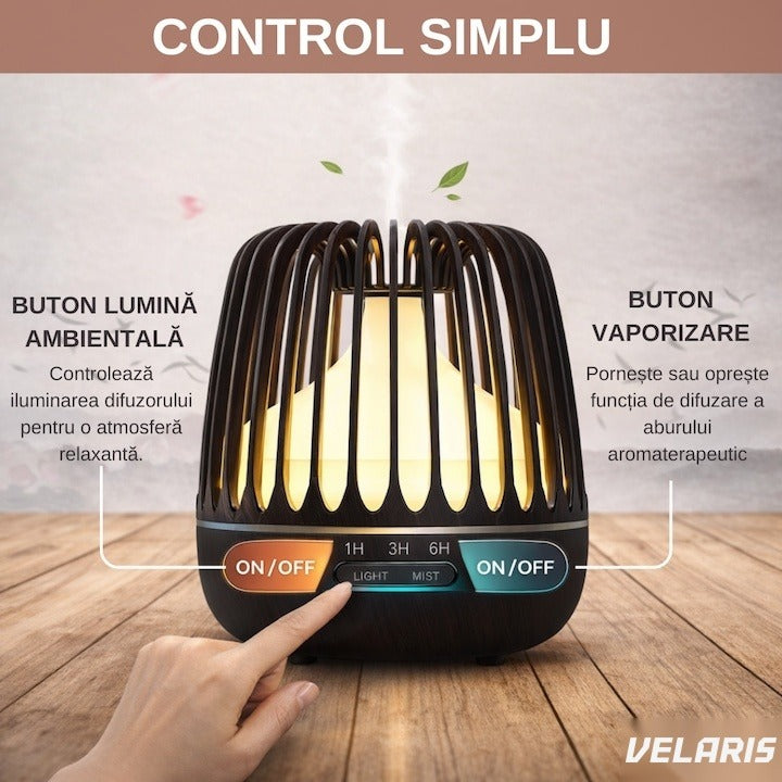 Difuzor aromaterapie și umidificator cu lampă 7 culori, 500 ml, negru