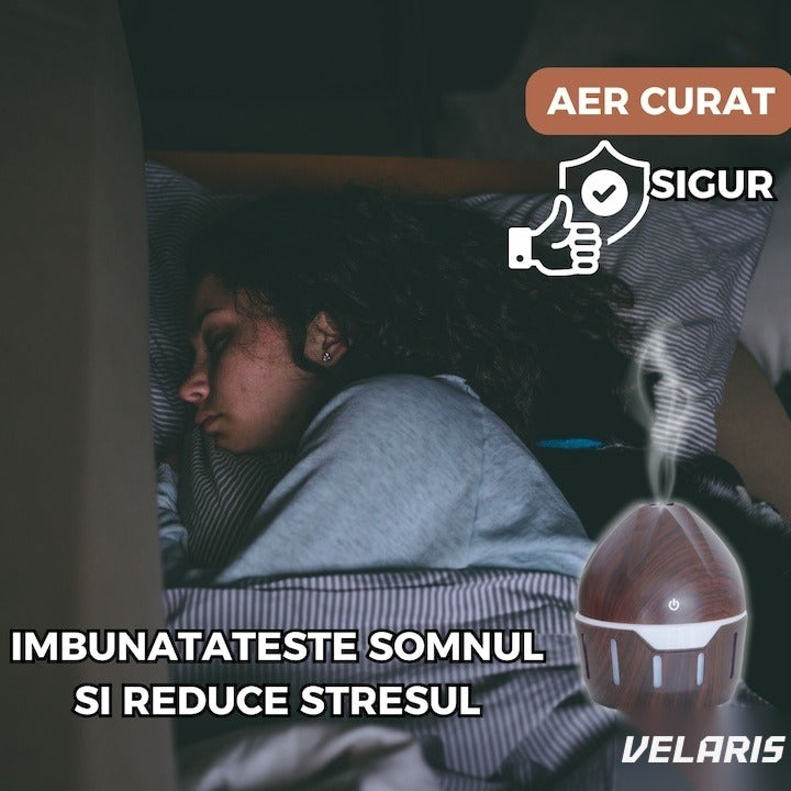 Difuzor aromaterapie SD-071 cu umidificator, 130 ml, LED 7 culori, maro