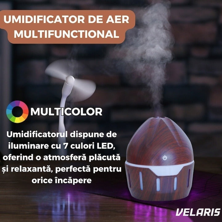 Difuzor aromaterapie SD-071 cu umidificator, 130 ml, LED 7 culori, maro