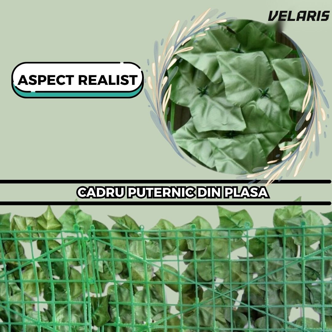 Gard artificial tip iederă cu frunze verzi, panou de intimitate pentru exterior, 300x100 cm