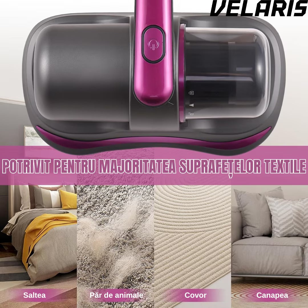 Aspirator Antiacarieni, 8000 Pa, Fara Fir, Filtru HEPA, Baterie 3600 mAh, UVC, Rezervor 500 ml, Curatare Pat, Canapea si Covoare