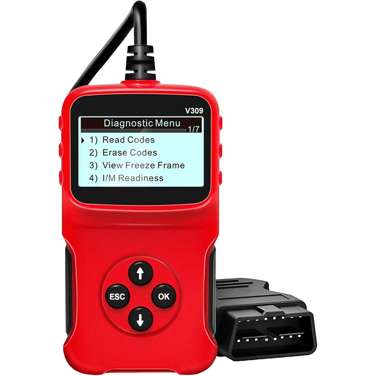 Tester OBD2 V309, citire/stergere coduri DTC, ecran LCD mare, plug and play