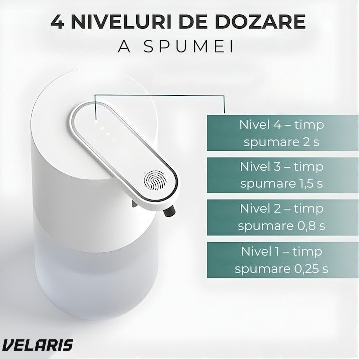 Dispenser spumă automată cu senzor IR, 4 niveluri, USB-C, 400 ml, IPX5