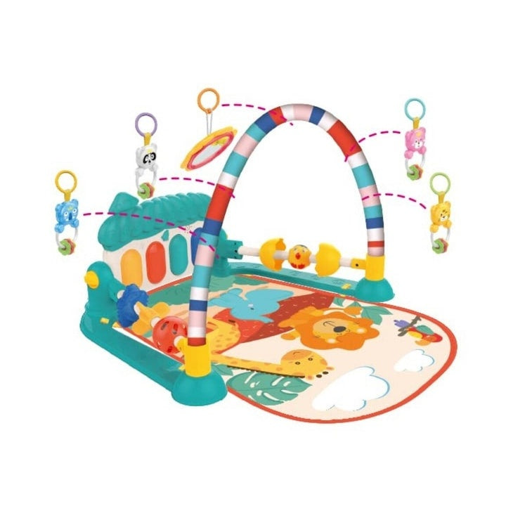Centru de Activități și Saltea de Joacă Bebe, Pian Muzical Interactiv, 5 Jucării Detașabile, 0-12 Luni, Multicolor
