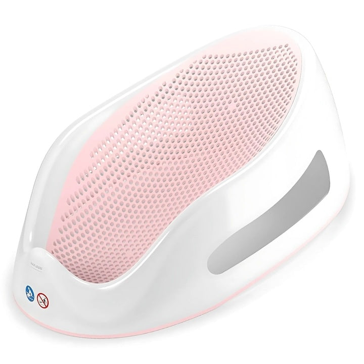 Suport baie bebeluș ergonomic antialunecant 0-6 luni, drenaj rapid, roz