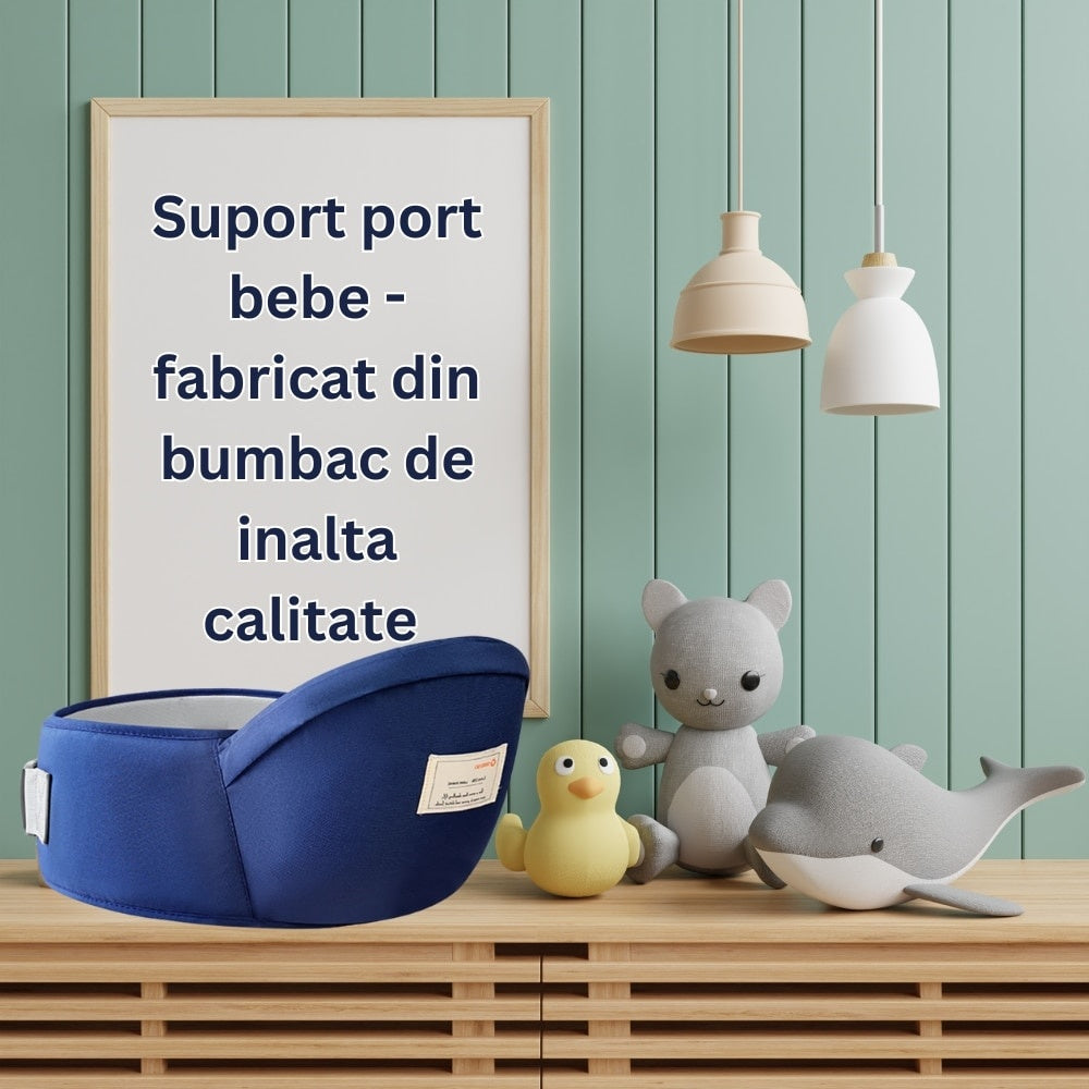 Suport marsupiu bebe tip cangur, bumbac premium, spuma ergonomica, roz, 43x22cm