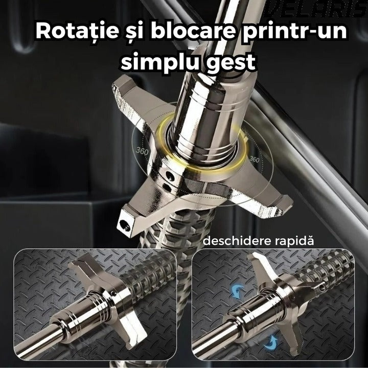 Bata telescopica din otel inoxidabil cu maner antialunecare si mecanism extensibil design compact si rezistent