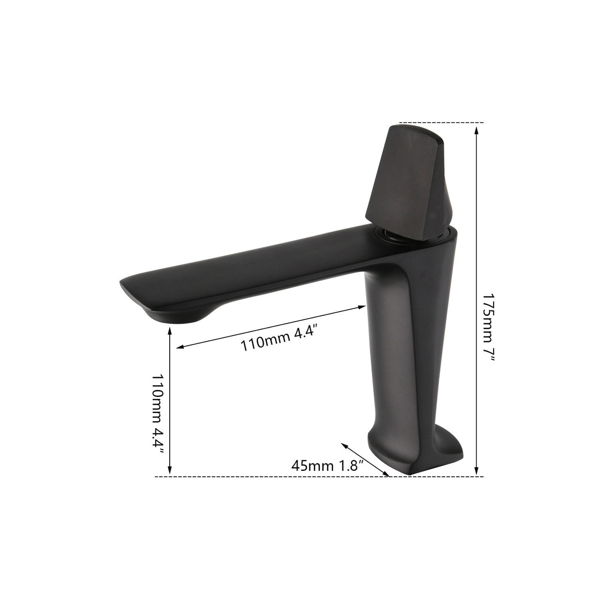 Baterie chiuveta Alan negru mat, inaltime 175 mm, design modern