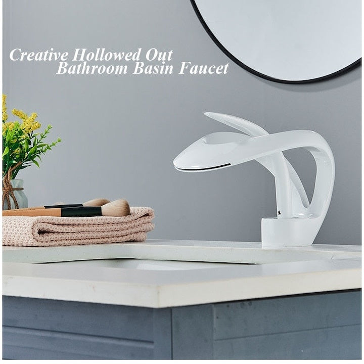 Baterie chiuveta crom cascada 15 cm design nordic alb