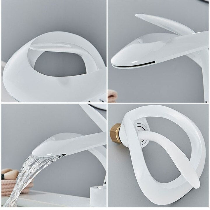 Baterie chiuveta crom cascada 15 cm design nordic alb