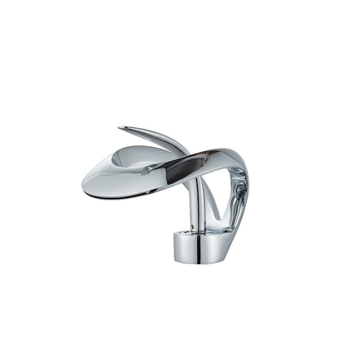 Robinet baie tip cascade cromat 15cm, montaj simplu, design nordic, argintiu