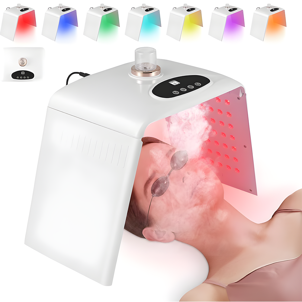 Aparatul de frumusețe 7 în 1, LED 7 culori, 205 LEDs, hidratare nano, alb