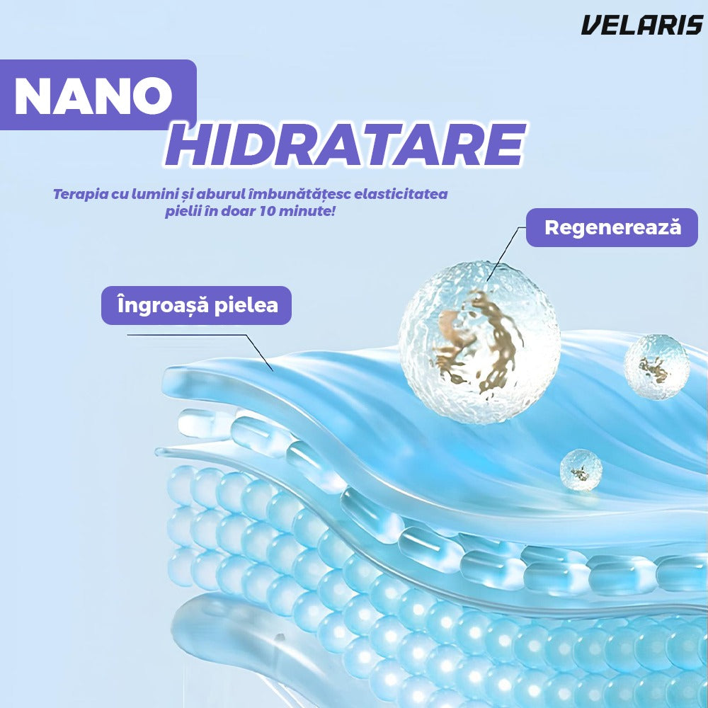 Aparatul de frumusețe 7 în 1, LED 7 culori, 205 LEDs, hidratare nano, alb