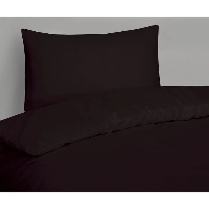 Lenjerie pat 2 persoane, 3 piese, 100% bumbac satin, 205TC, negru