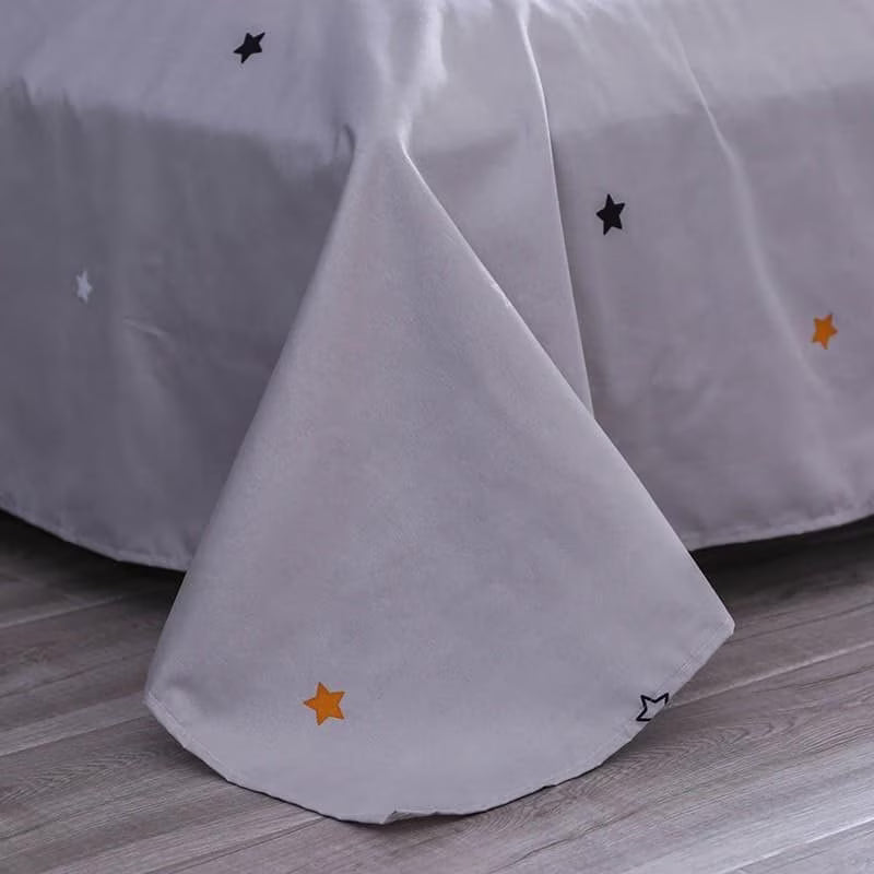 Lenjerie pat bumbac satin 4 piese, galben-gri deschis, 2 fete