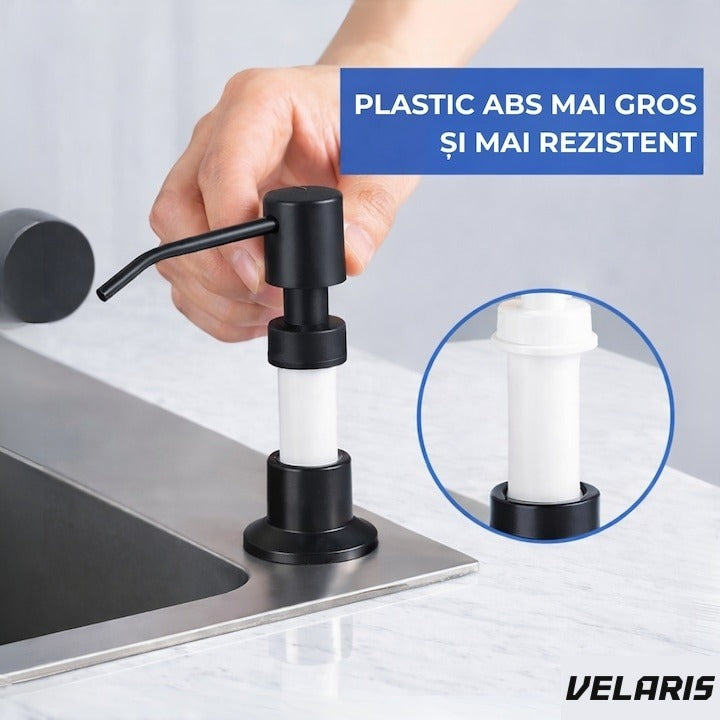 Dispenser încastrat în chiuvetă pentru săpun și detergent, rezervor 300 ml, negru