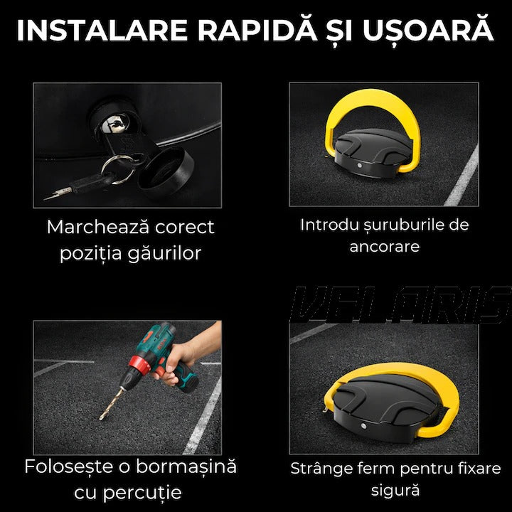 Blocator Parcare cu Telecomanda, Actionare Electrica, Functionare pe baterii, protectie Acces Auto, Design Rezistent