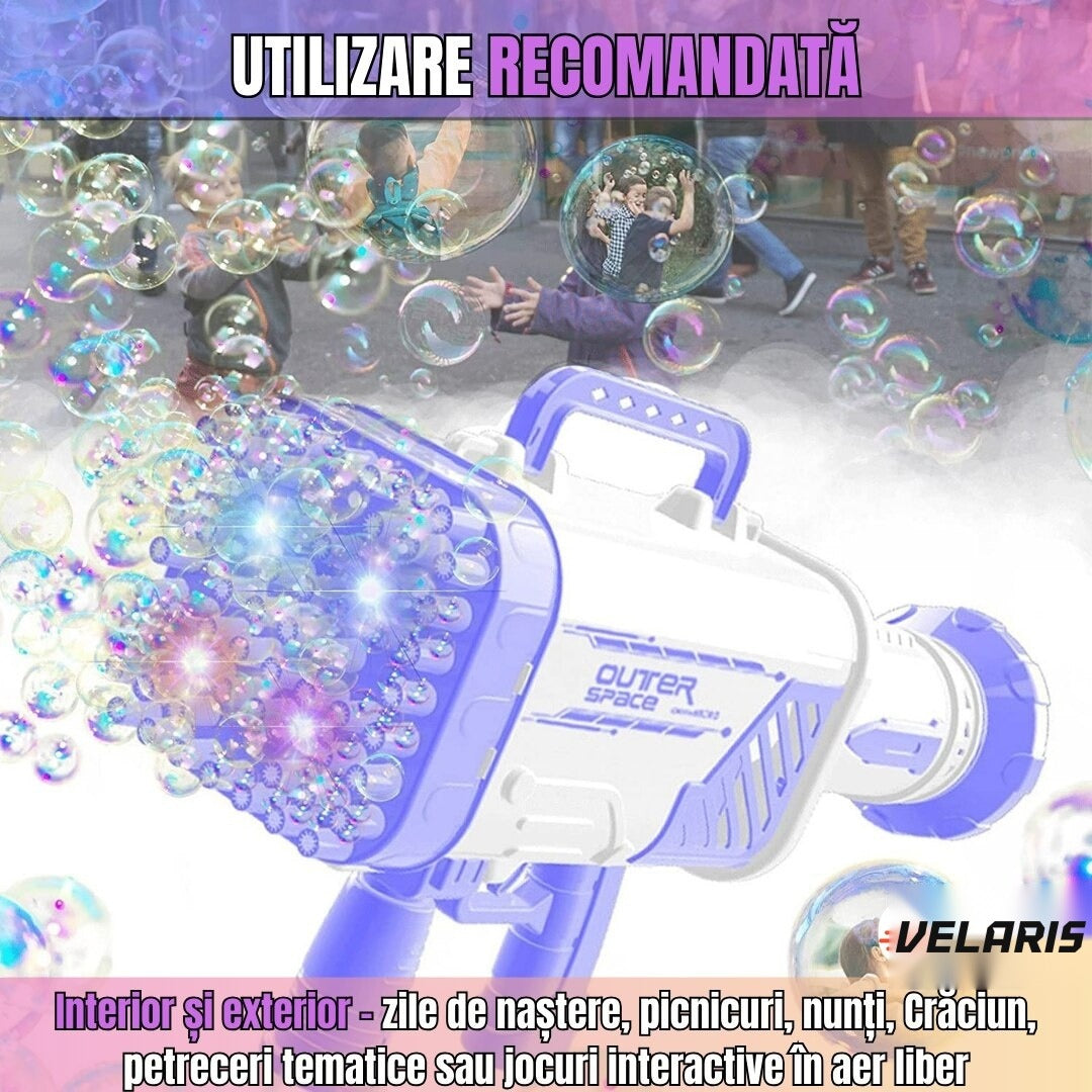 Pistol de baloane de săpun, 64 orificii, violet