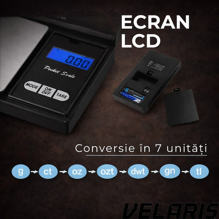 Cantar electronic pentru bijuterii, Pocket, 300 g, Rezolutie 0,01 g, Negru