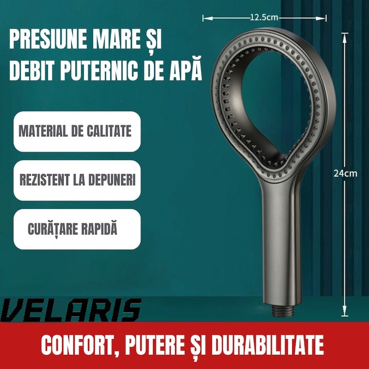 Cap de dus cu jet reglabil, flexibilitate versatila, moduri multiple de pulverizare, finisaj Gri