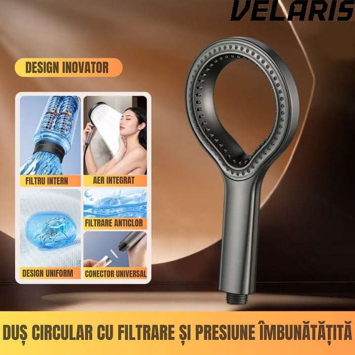 Cap de dus cu jet reglabil, flexibilitate versatila, moduri multiple de pulverizare, finisaj Gri