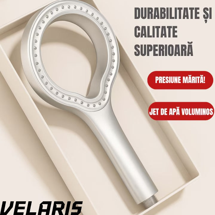 Cap de dus cu jet reglabil, flexibilitate versatila, moduri multiple de pulverizare, finisaj argintiu
