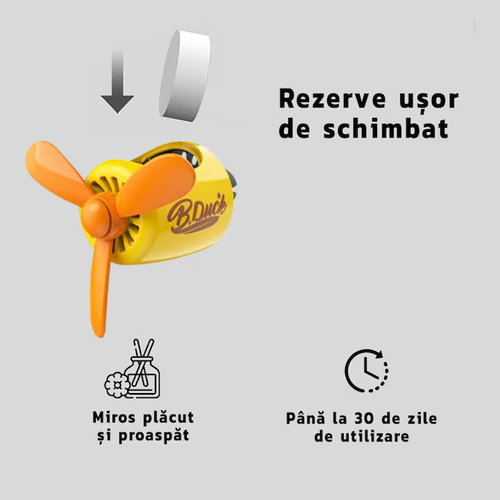 Difuzor aromă auto Rață galbena, kit 2 parfumuri cu extracte naturale
