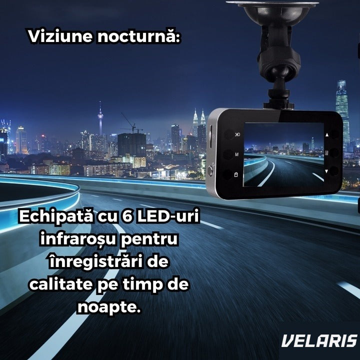 Cameră auto DVR Full HD 1080P, ecran 2.7", Night Vision, unghi 140°, card 32GB inclus